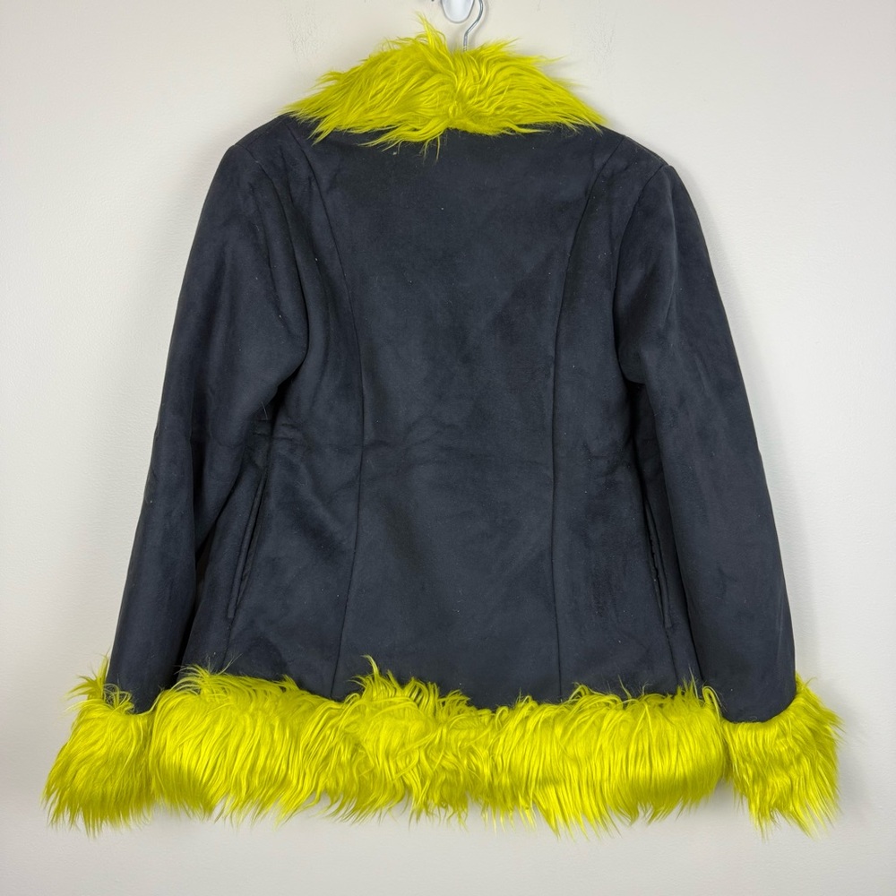 The Ragged Priest Warhol Faux Fur Coat Womens 6 Black Green Dolls Kill Jacket - Picture 3 of 12